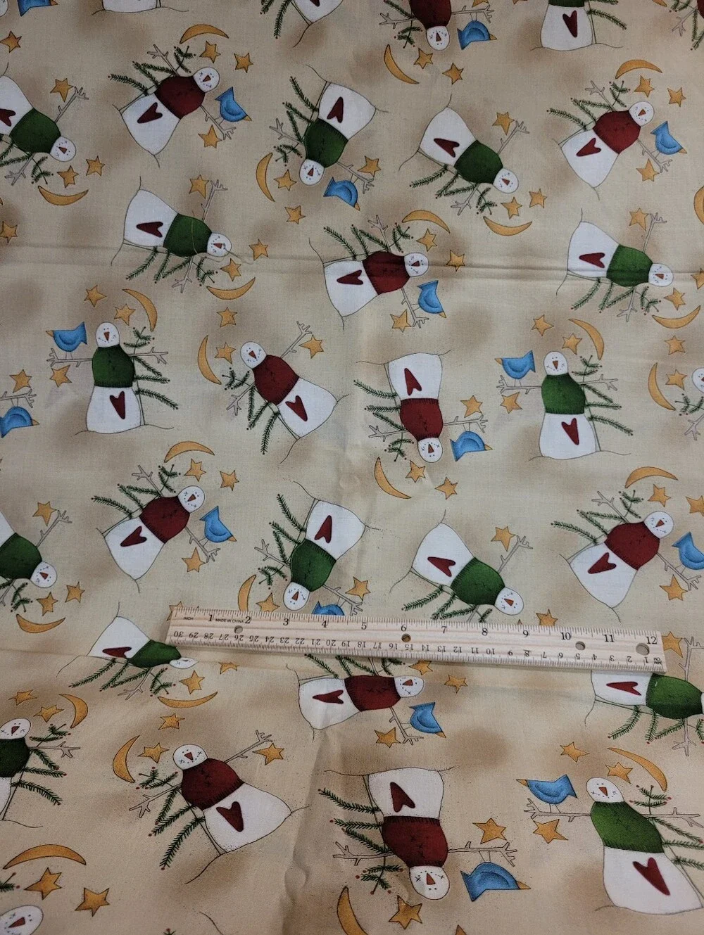 Button Button Designs By Cheri Snowman Sewing Fabric (1056)